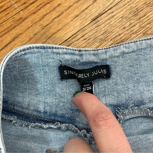 Sincerely Jules | Asymmetrical Denim Button Front Slit Midi Skirt Size 3/26 - Picture 5 of 12